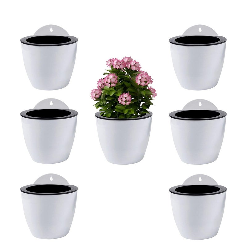 ShoppeWatch Wall Planters for Indoor Plants 7 Pack | Hanging Planters Large 7 Inch with Hooks | Wall Pots for Plants | 7.28 x 6.1 inches - PL35 - Image 1